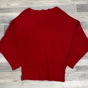 Makarthy Red Cashmere Wool Blend Red Dolman Sleeve Sweater Defined Waist O26